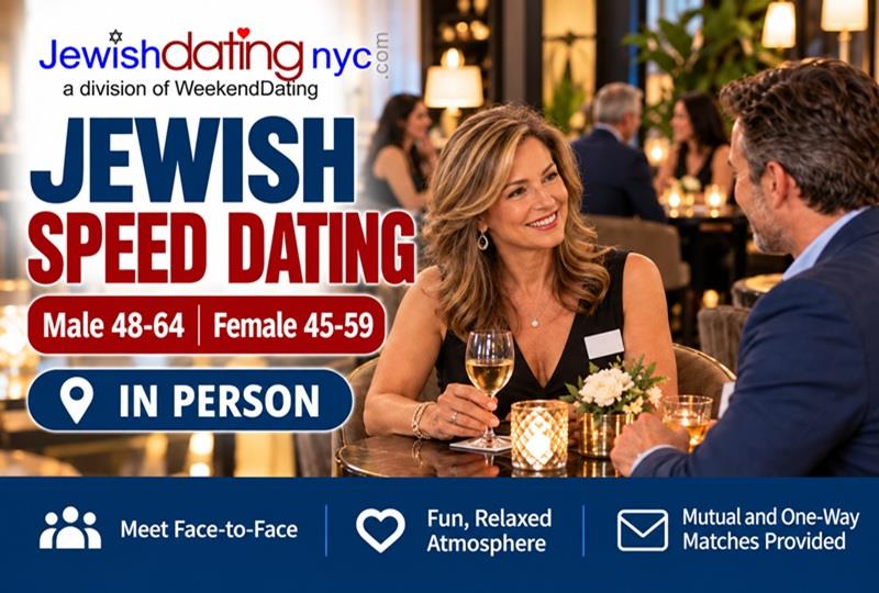 JEWISH NYC Speed dating- Men ages 48-64 and women ages 45-59 - Thu Nov 19 at Nosh! (Courtyard Marriott NYC)) JEWISH NYC Speed dating- Men ages 48-64 and women ages 45-59 - Thu Nov 19 at Nosh! (Courtyard Marriott NYC))