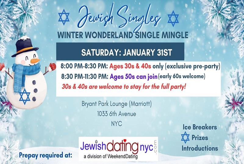 Jewish Singles NYC Mingle 50s - Sat Jan 31 at Bryant Park Lounge (Marriott-3rd floor) Jewish Singles NYC Mingle 50s - Sat Jan 31 at Bryant Park Lounge (Marriott-3rd floor)