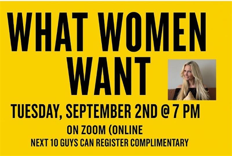 Complimentary session with Dating Coach Miranda - Tue Sep 2 at Online-Men Improve your confidence with women