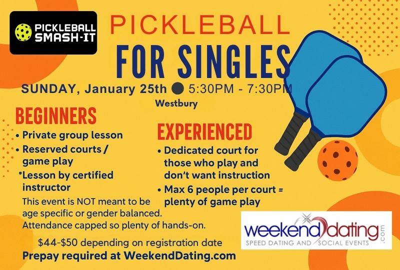 Pickleball Singles Social/Lessons - Sun Jan 25 at Pickleball Smash-It (Westbury)