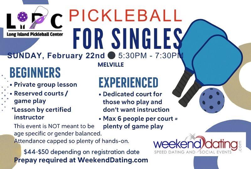 Pickleball Singles Clinic/Social - Sun Feb 22 at Long Island Pickleball Center